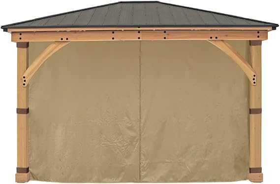 APEX GARDEN Replacement 4-side Curtain for 11 ft. x 13 ft. Meridian Gazebo (Beige)