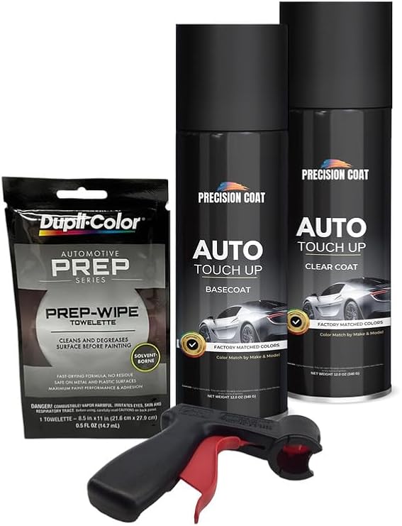 Compatible With 2006 GMC Red Jewel (80, GAQ) Factory Matched High Gloss Basecoat Clearcoat Aerosol - Touch Up Paint Kit Includes Trigger & Prep Wipe