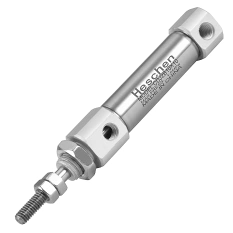 Heschen Stainless Steel Slim Air Pneumatic Cylinder, CDJ2B 10-10, M5 Port, 10mm Bore, 10mm Stroke, Double Acting Single Rod