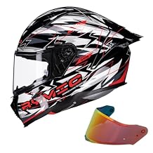 SR6 Full Face Motorcycle Helmet, Equipped with Clear & Multicolour Visors DOT Approved Street Racing Helmet