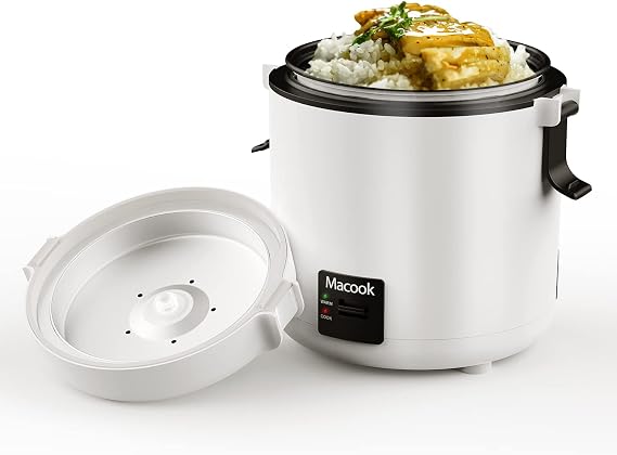 Macook Rice Cooker Small 1.5-Cup Uncooked (3-Cup cooked), Mini Rice Cooker for 1-2 People, Portable Travel Rice Cooker, Auto Keep Warm, Rice Maker for Grains, White Rice, Oatmeal, Veggies
