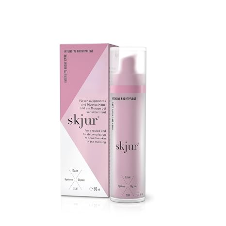 Skjur Intensive Night Cream - Women's Night Cream for Dry & Sensitive Skin [with Hyaluron Ectoin & Glycoin] - Women's Face Cream - Face Care - Vegan Skincare (50 ml)