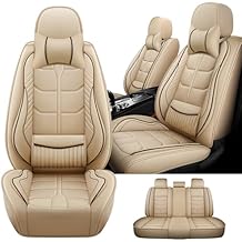 5 Seats with Lumbar Support Car Seat Cushion,for Mazda Mazda 3 2006-2025,Nappa Leather Car Seat Covers,Non-Slip Waterproof Seat Covers, Airbag Compatible Interior(Deluxe,Beige)