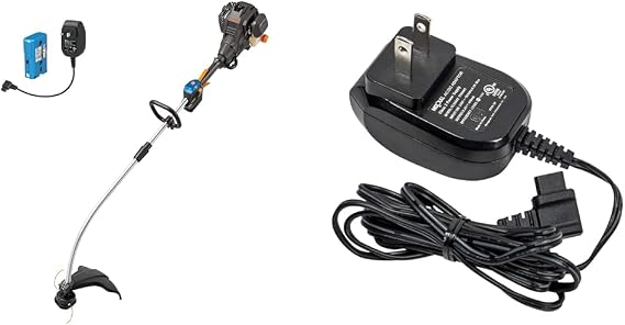 LawnMaster NPTGCP2517B No-Pull Gas String Trimmer with Electric Start 25cc 2 Cycle,17-Inch & NO-Pull Battery Charger YLS0042-T084045