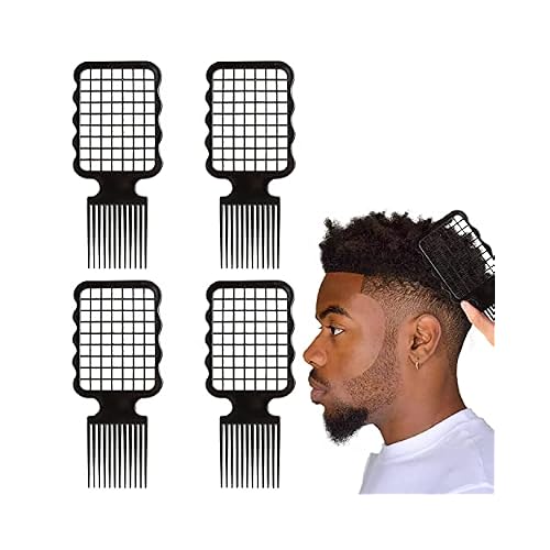 4 Pcs Twist Combs, Hair Sponge Alternative Comb for Men Curls Sponge Brush Upgrade Hair Brush Black