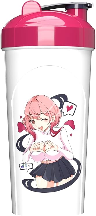 Sexy Gamer Gear Shaker Bottle, Anime Cup, Drink Mixer for Gaming Drinks, Pre Workout, Protein Shakes, Meal Replacement Shakes, and Energy Powder, BPA Free Plastic - 25 oz (Perfect Girlfriend)