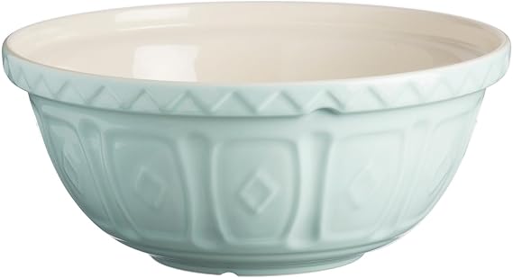 Mason Cash Colour Mix Powder Blue Mixing Bowl | 2.7 Litre Capacity | 26cm Earthenware Bowl with Classic Pattern Design | Lightweight & Dishwasher Safe | Ideal for Baking, Pastry, Cakes & Cookies