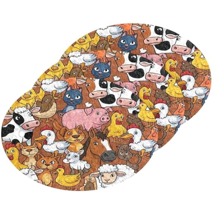 Farm Animals Pattern Print Dish Scrub Sponges Kitchen Non Scratch Reusable Compressed Cellulose Sponge Hanging for Household Cleaning Washing Dishes Pots and Pans 3 Pack