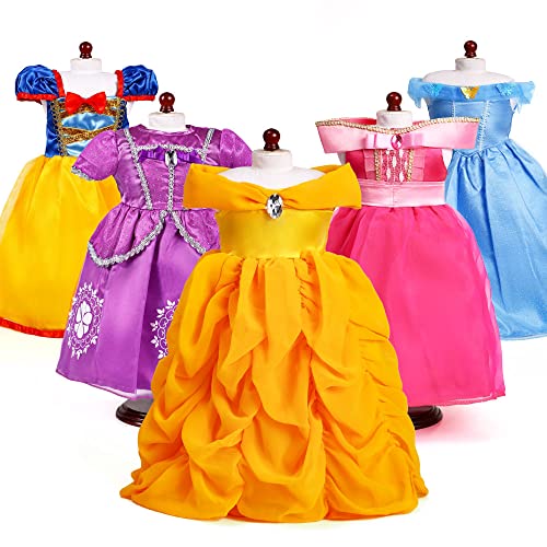 18-Inch Doll Clothes Princess Dress 5 Pc Pincess Dress Set Includes Cinderella, Belle, Snow White, Rapunzel and Aurora Fits 18 Dolls