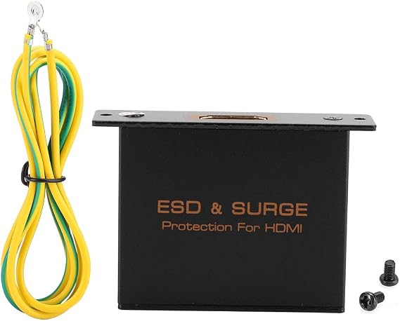 HDMI Surge Protector Professional Grade Equipment with Ground Wire Electrostatic Protection for Home Theater Setup ABS Material Black Color Compact Size