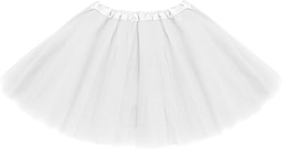 White Tutu for Toddler Girls 4-12 yrs 3 Layer Kids Tutu Skirts Tulle Ballet Tutus Dress Up for Party Halloween Costume