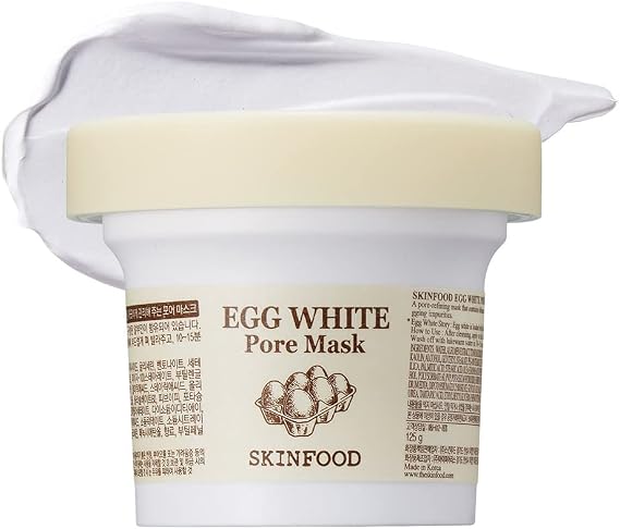 SKINFOOD Egg White Pore Mask 3.52 oz. (100g) - Pore Refining Wash off Mask, Tightens Pores, Removes Blackheads and Dead Skin Cells, Skin Smooth and Soft - Exfoliating Skin Mask - Wash Off Face Masks