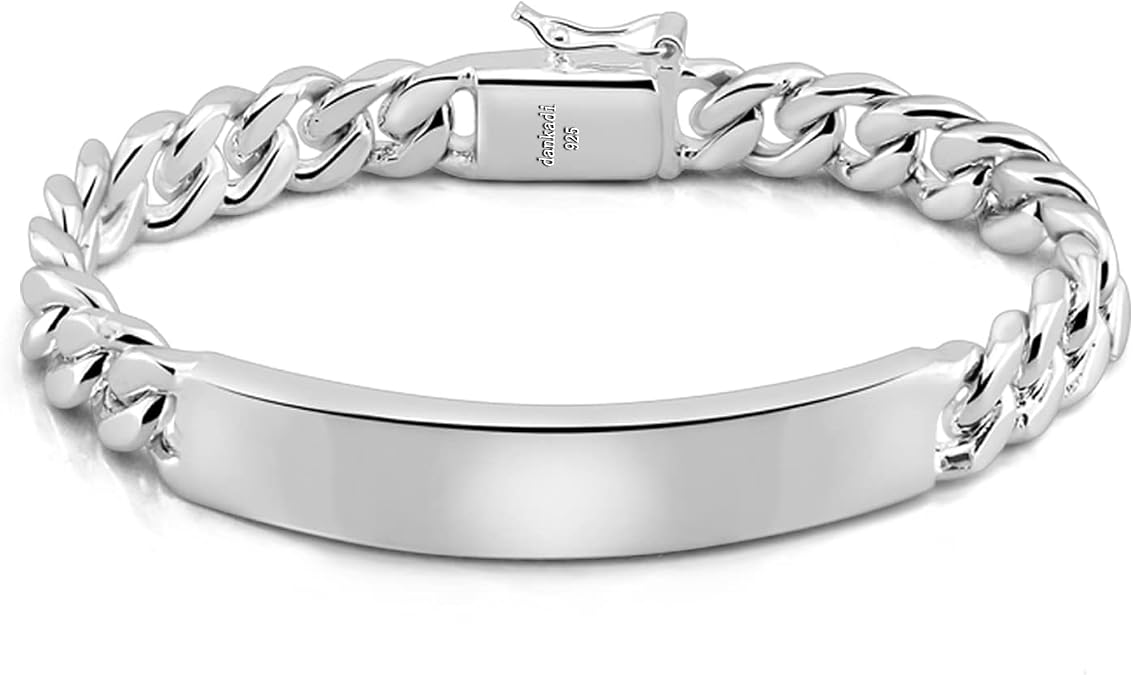 Men 925 Sterling Silver Solid Miami Cuban Link Chain Bracelet 12MM Rectangular Card Bangles 7 "7.5" 8 "8.5" 9 "9.5" 10" Thick Big Curb Cuban Chain Jewelry Gift