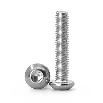 1/4-20 x 1/2" Button Head Socket Cap Screws Bolts 304 Stainless Steel Machine, Allen Hex Drive, Bright Finish Fully Threaded 25PCS