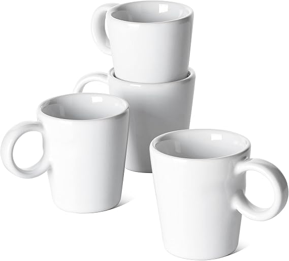 LE TAUCI Espresso Cups, 3 oz Ceramic Espresso Shots Cups, Mini Coffee Demitasse Cups for Home or Office, Stackable, Perfect for Expresso Machine, Set of 4, White