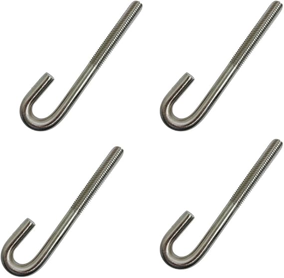Marine Boat 1/2" x 6" J Bolt Spring Hook J-Bolt J Hook Stainless Steel T316 4Pcs
