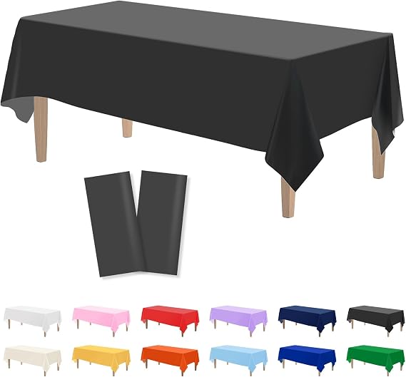 Kopokita 2 Pack Black Plastic Tablecloths Disposable 54 x 108 Inch