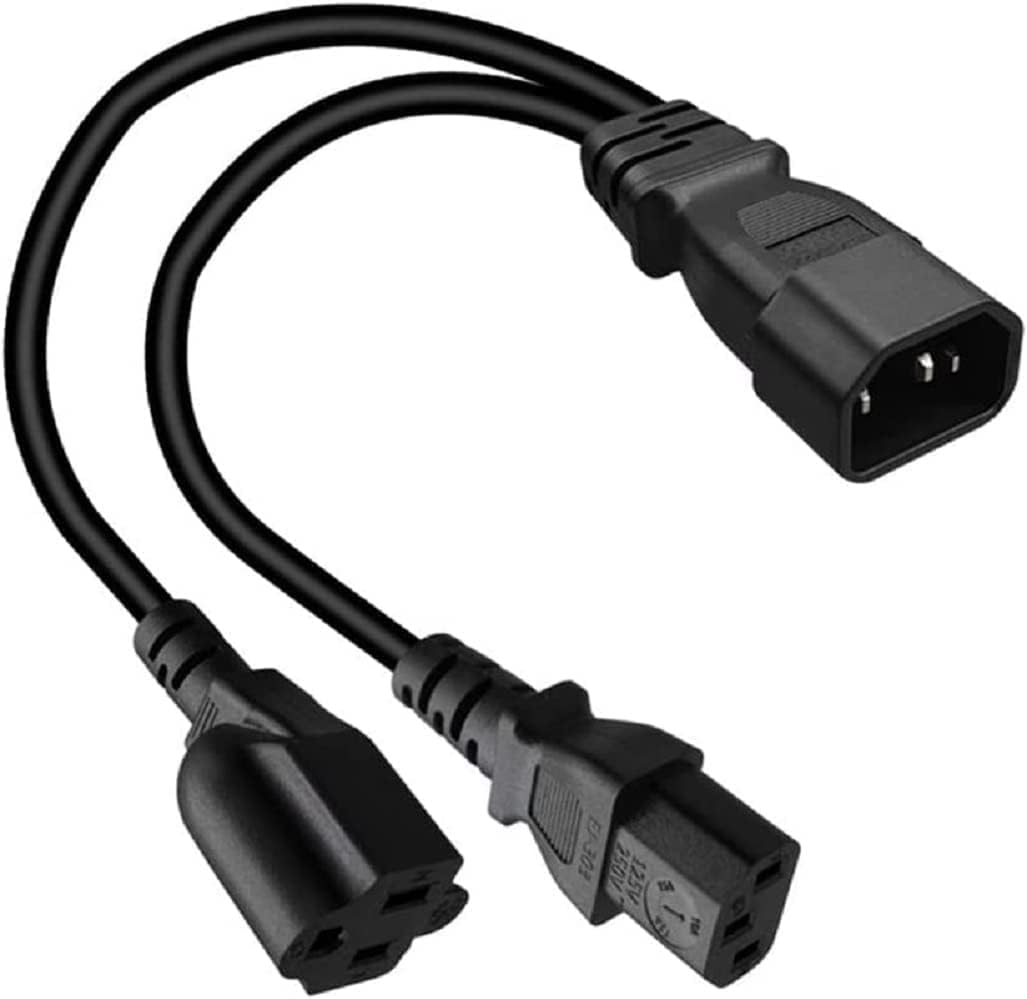 tekit Tekit C14~C13+NEMA 5-15R Yスプリッター電源プラグコード、シングルIEC 320 C14オス→C13+Nema 5-15RメススプリッターアダプターケーブルコードC14~NEMA5-15R+C13。