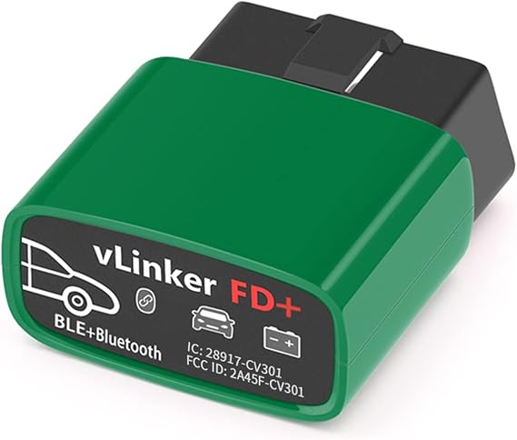 Vgate OBDII Bluetooth vLinker FD+ OBD2 Diagnostic Device OBD Adapter for Android iOS and Windows (Bluetooth 4.0)