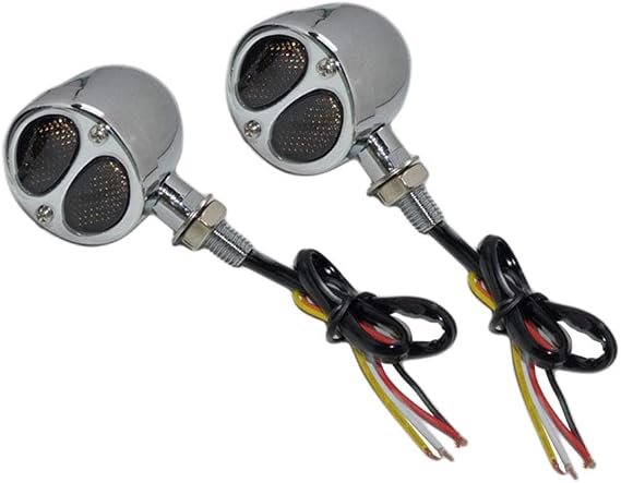 Steel Triple Action Motorcycle Motorbike LED Indicators STOP Tail Light Bike Custom Application (Chrome)