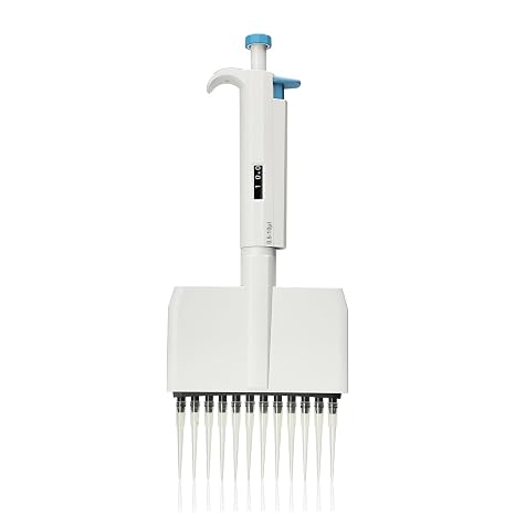 Adjustable Pipettor, 12-Channel Multichannel Lab Micropipette, 0.5-10uL Variable Volume Micropipette for Lab, School