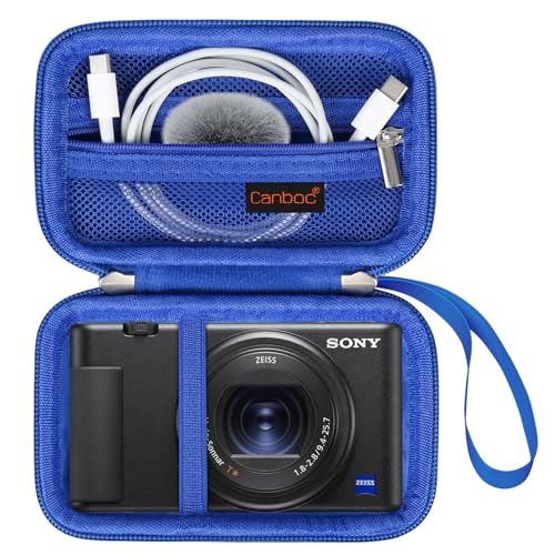 Canboc Carrying Case for Sony ZV-1 ZV-1F ZV-1 II Digital Camera for Content Creators, Sony ZV1 Vlogging Camera Bag, Zipper Mesh Pocket fits USB Cable, Batteries, Blue
