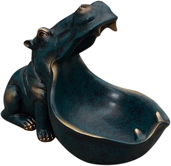 PHEZEN Hippo Statue Decorative Tray, Large Capacity Key Bowl, Jewelry Tray, Candy Dish
