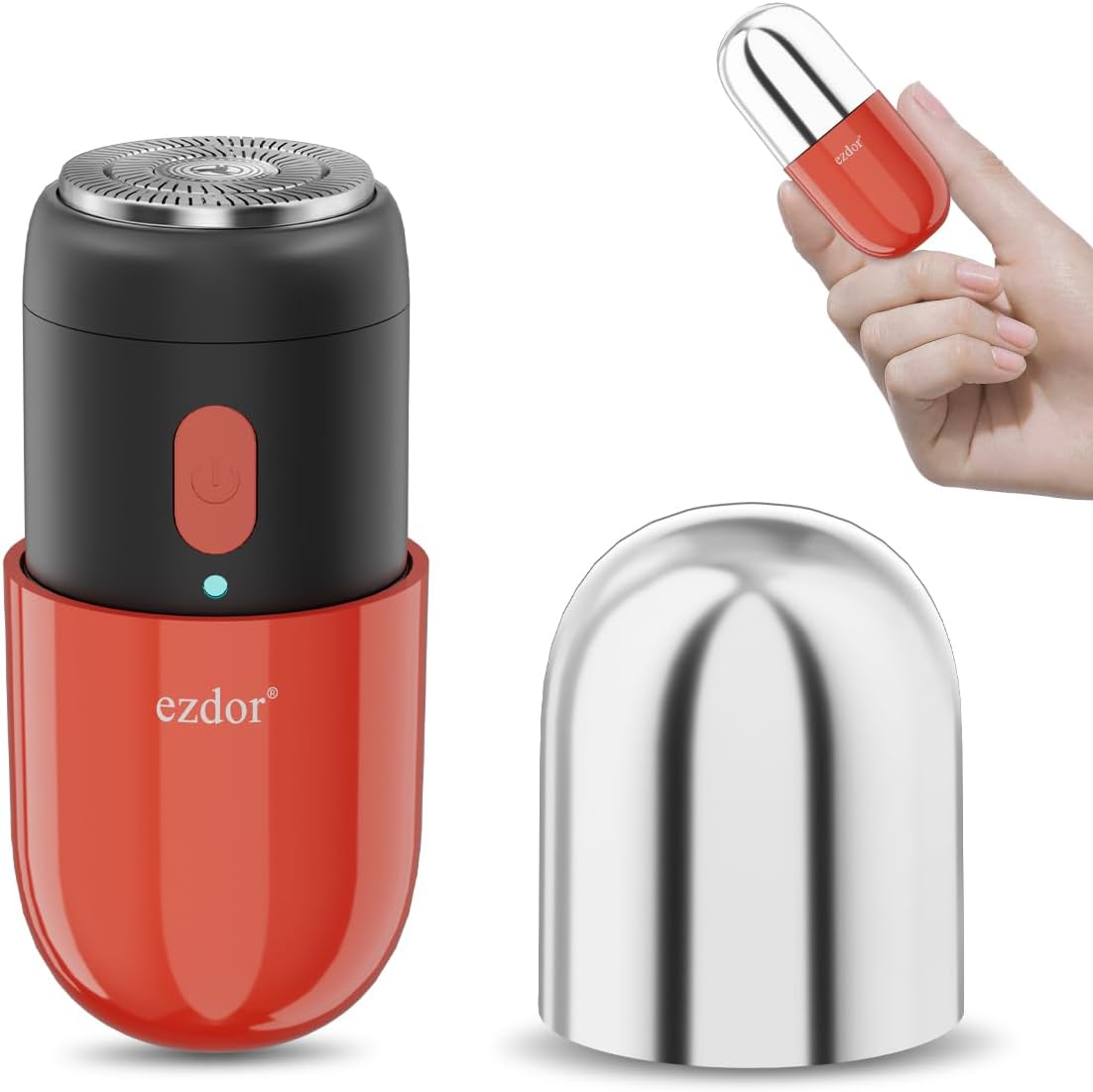 Mini Electric Shaver, Compact Electric Razor for Men Women, USB-C Rechargeable Mini Shaver, Waterproof Portable Shaver, Powerful Men's Shavers, Cordless for Travel Home Business Trip (Red)