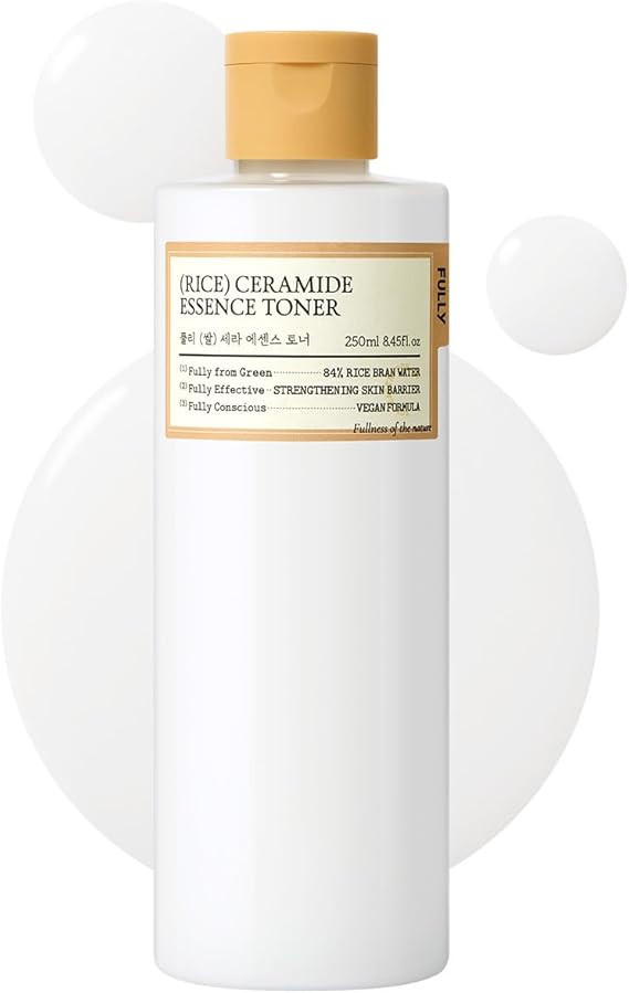FULLY Rice Ceramide Essence Toner Milky Korean Toner for Glass Skin, Hydrating Rice Water & Ceramide Formula for Moisture Barrier, Dewy Glow, Fragrance-Free, Vegan & Dermatologist Tested, 8.45 fl.oz