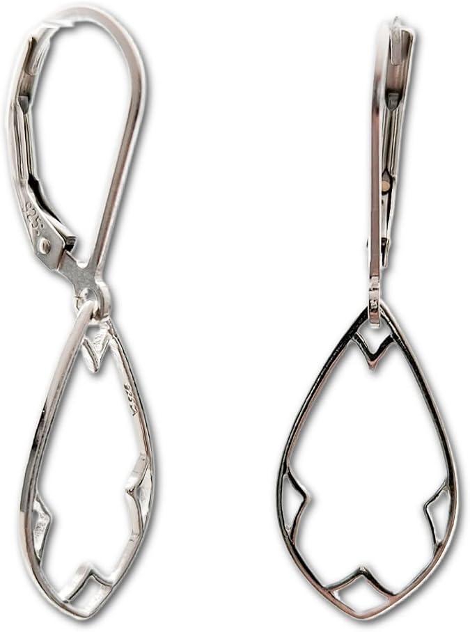 Sterling Silver earrings - art deco teardrop - jewelry gift for women