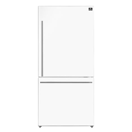 31" Milano Espresso Bottom Freezer White, 17.2 cu.ft. Antique Brass Handles