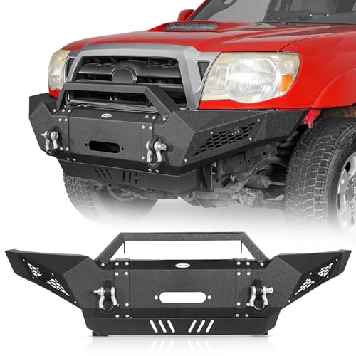 u-Box Tacoma Full Width Front Bumper wWinch Plate for 2005-2011 Tacoma Pickup Trucks Off Road Steel Bumper Guard w2 18W LED Floodlights