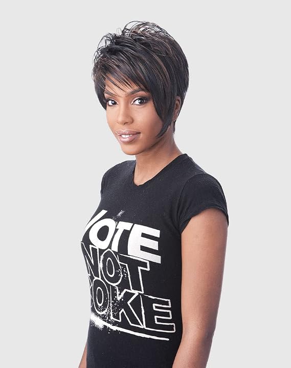 VANESSA Fashion Wigs Medium Short Length Layered Straight Style Synthetic Hair Wig - HOBY (SNOW)