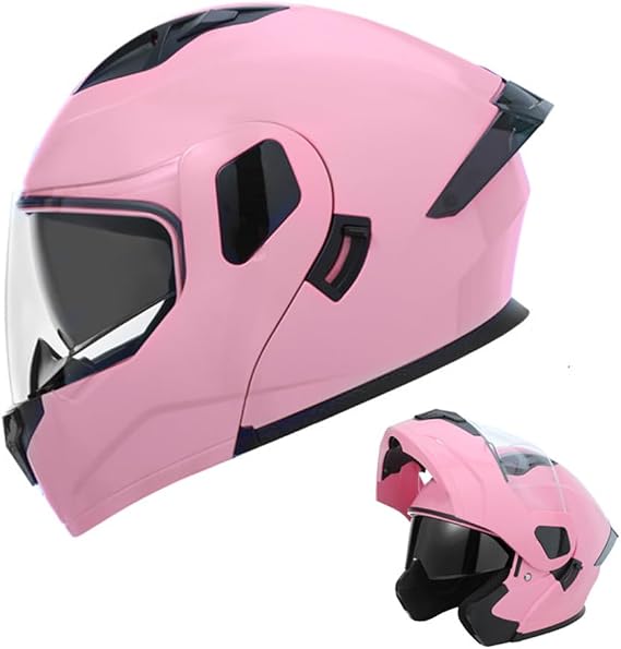 Motorcycle Helmet, Youth Adult Dual Visor Flip Up Modular Full Face Motocorss Helmet for ATV Moped 4-Wheeler Street Ride,DOT Approved