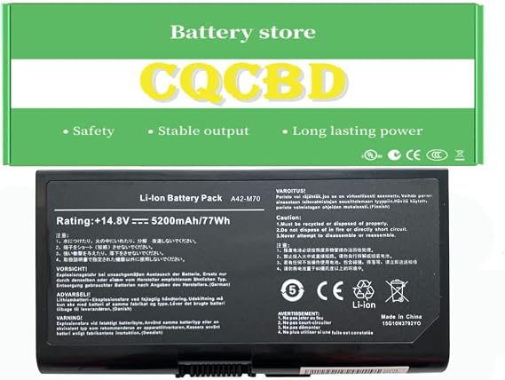 CQCBD A42-M70 A41-M70 Battery for ASUS M70 N70 N90 X71 X72 G71 G72 F70 F70S F70SL G71G G71GX G71V G71VG A32-F70 X72VR X72F X71VN M70L M70S M70V N70S N90S Series (8Cell 14.8V 77Wh/5200mAh)