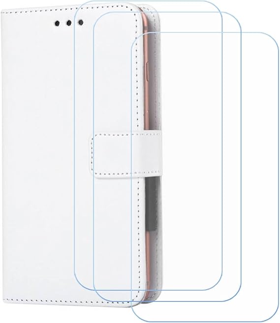 Cover for Nubia Neo 5 GT + 3 HD Film Protector, Screen Protector Tempered Glass - Phone case with[Cash and Card Slots] Wallet Shell for (6,77") - White-XHDSXT