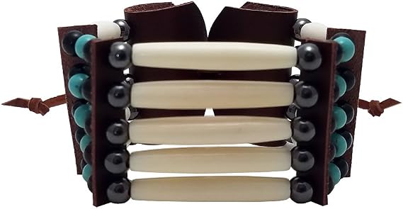 Handmade Traditional 5 Row White Buffalo Bone Hairpipe Beads Tribal Bracelet