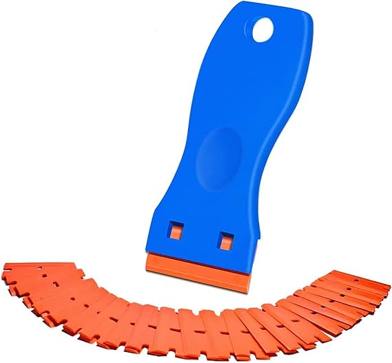 1 Pcs Plastic Scraper with 20 Plastic Blades,Portable Cleaning Scraper Tool
