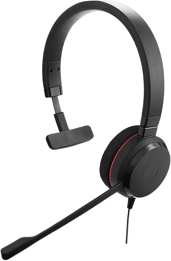 Jabra Evolve 20 UC Mono Headset – Unified Communications Headphones for VoIP Softphone with Passive Noise Cancellation – USB-Cable with Controller – Black