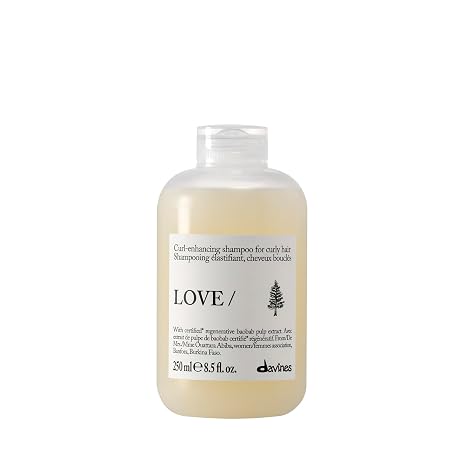 Davines LOVE/Curl Shampoo, Creamy Taming Cleanser for Wavy & Curly Hair - Enhances Elasticity, Volume & Softness - Hydrating Baobab Pulp Formula Defines Curls without Weighing Down