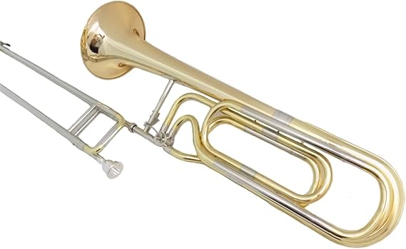 Standard Trombone F/Bb Key Double Slide Trombone Brass Musical Instruments Lacquer Silver Trombone Copper Body with Foambody Case and Mouthpiece Valve Trombone