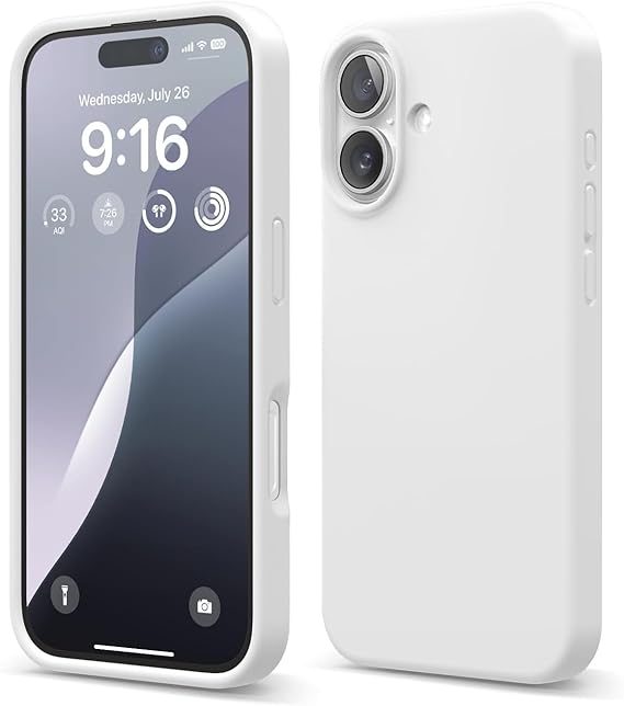 Apple iPhone 16 Compatible Custom Silky Touch Feeling Soft Velvet Launch Silicone Case Cover (White)