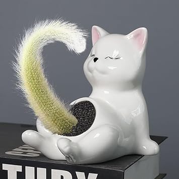 Unique Sit Cat Small Planter Pot, Cute Kitty Succulent Indoor Flowerpot Animal Succulent Plant Pot Holder, Novelty Ceramic Bonsai Flower Pot Ideal Gifts, Lovely Room Home Decor Office Desk