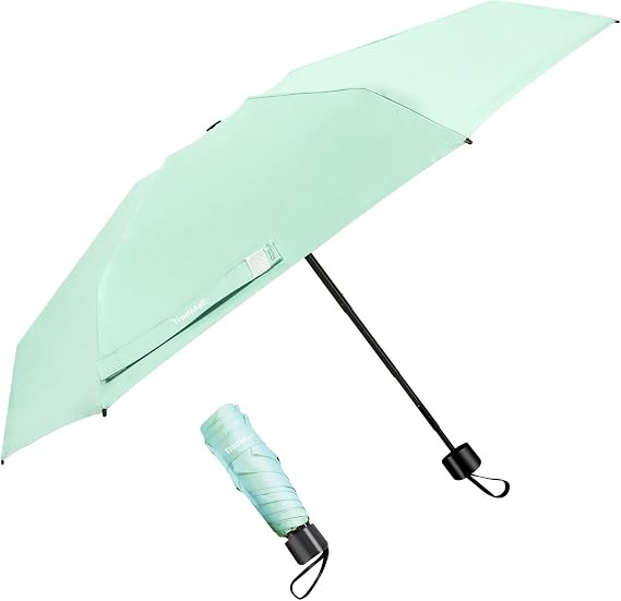 TradMall Mini Travel Umbrella, Portable Lightweight Compact Parasol with 95% UV Protection for Sun & Rain