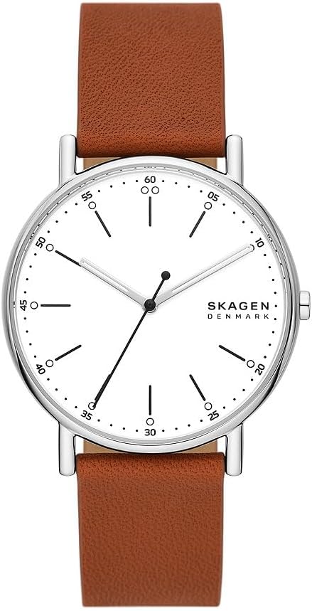 Skagen Signatur Watch for Men Quartz Three Hand Movement with Leather Strap