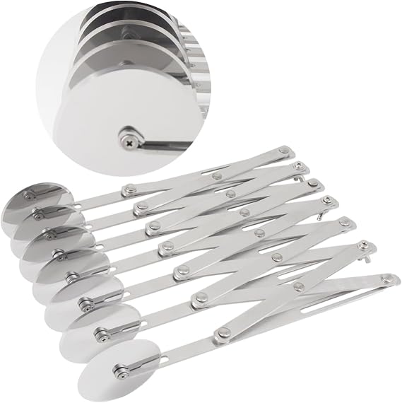 Pastry Cutter 7 Wheels Pizza Cutter Stainless Steel Dough Cutter Baking Tools Scalable Divider