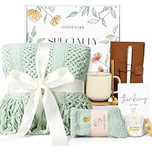 Gifts for Women, Get Well Soon Gifts for Women, Sympathy Care Baskets, Thinking of You Care Package, Self Care Gifts, After Surgery Feel Better Gifts Blanket (Sage Green)