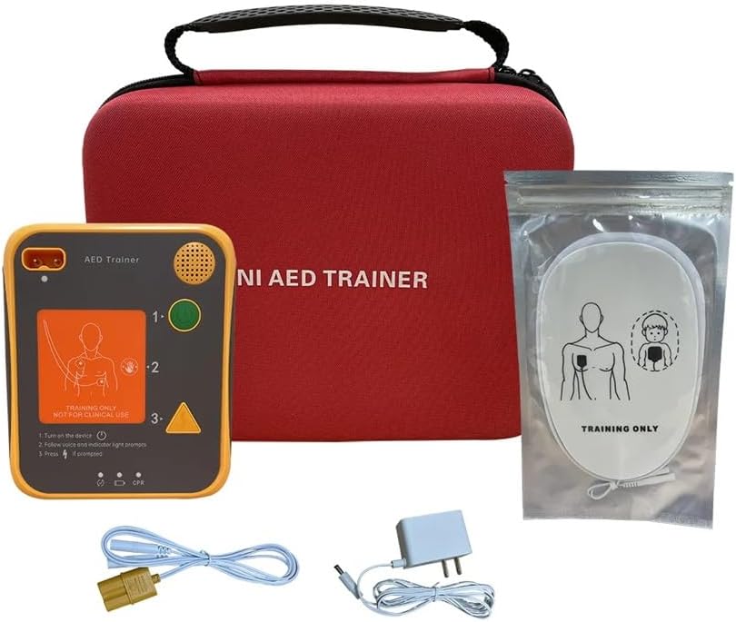 AED Trainer First Aid Training Kit CPR Teaching Machine Defibrillator First-aid Device Unit Voice Prompts English Chinese Languages (Mini)