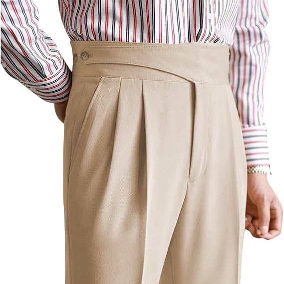 Men's High - Waisted Pleated Trousers: Stylish & Versatile Dress Pants for Men