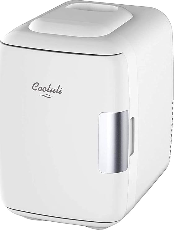Cooluli Mini Fridge for Bedroom - Car, Office Desk & Dorm Room - Portable 4L/6 Can Electric Plug In Cooler & Warmer for Food, Drinks, Skincare Beauty & Makeup - 12v AC/DC & Exclusive USB Option, White